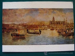 Postales: POSTAL DE MÁLAGA, ANDALUCÍA // ARTE. AÑO 1975. LLEGADA DEL REY ALFONSO XII AL PUERTO. 682.